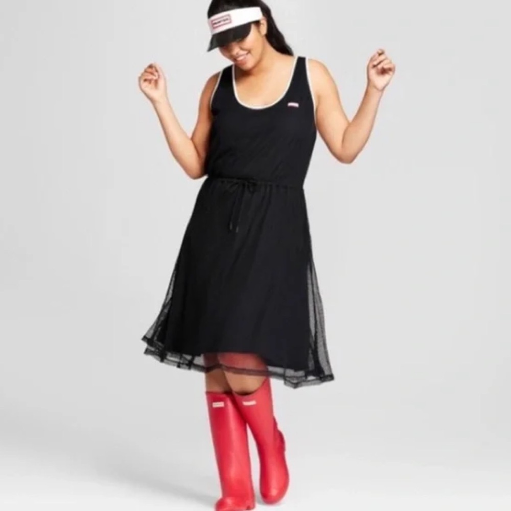 Hunter for Target Black Mesh Dress Sporty Chic Fit & Flare Raincore Size S